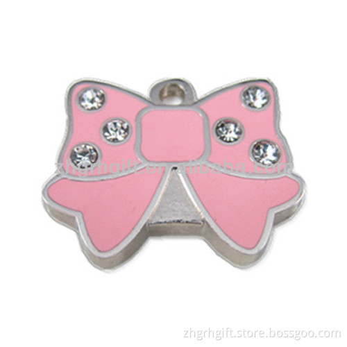 custom metal OEM/ODM wholesale lovely pink diamond dog tags